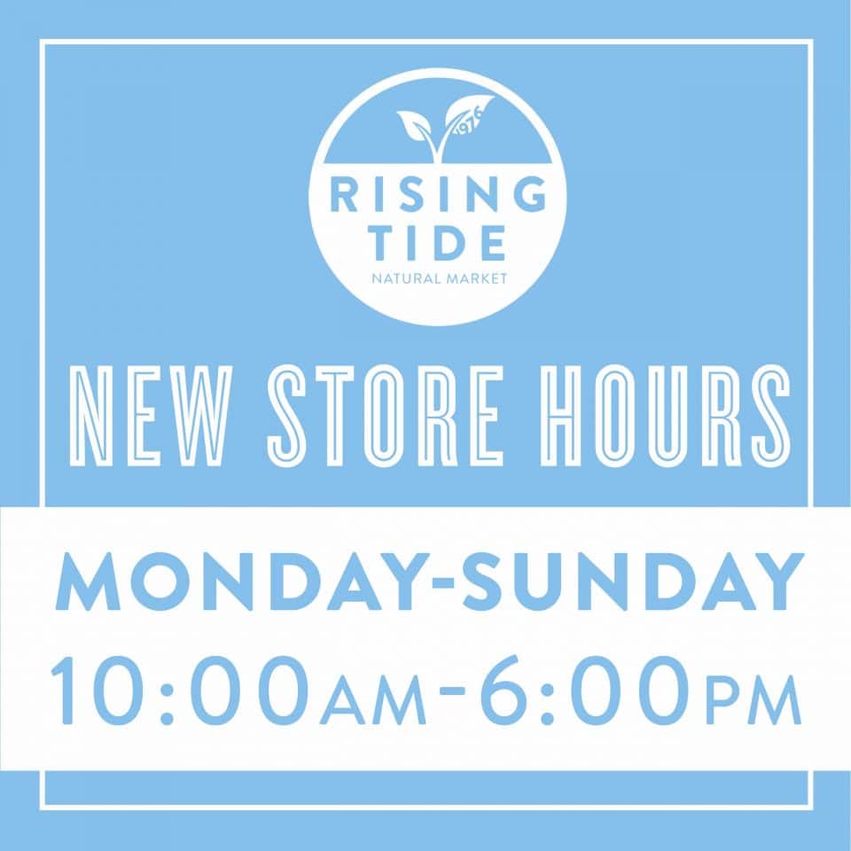 store hours social media Rising Tide Natural Market