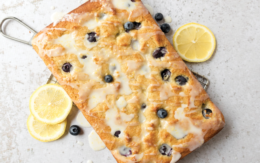 Grain-Free Iced Lemon Blueberry Tray Cake