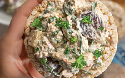 Lightly Salted Rice Cakes with Basil Chicken Salad