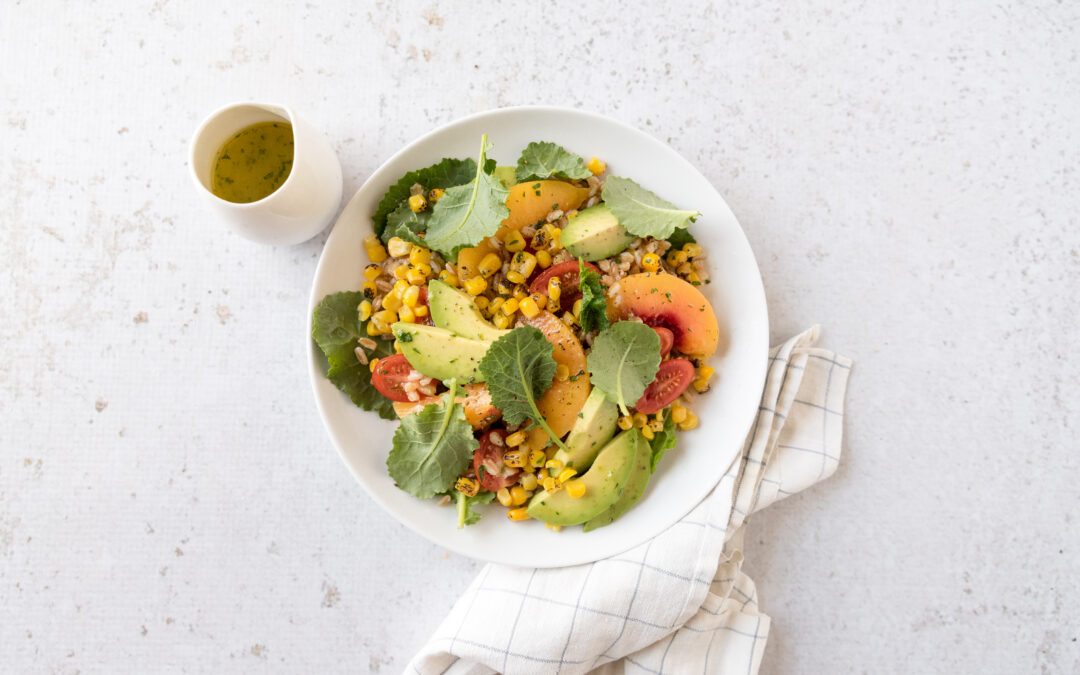 Grilled Corn and Peach Salad